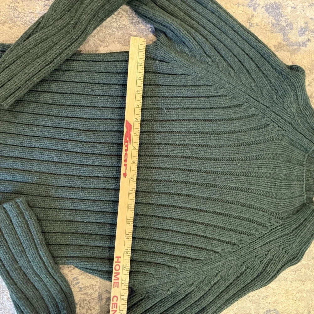 J.Crew Sweater Mens S Green Ribbed lambs wool mock neck Pullover flaw See photos